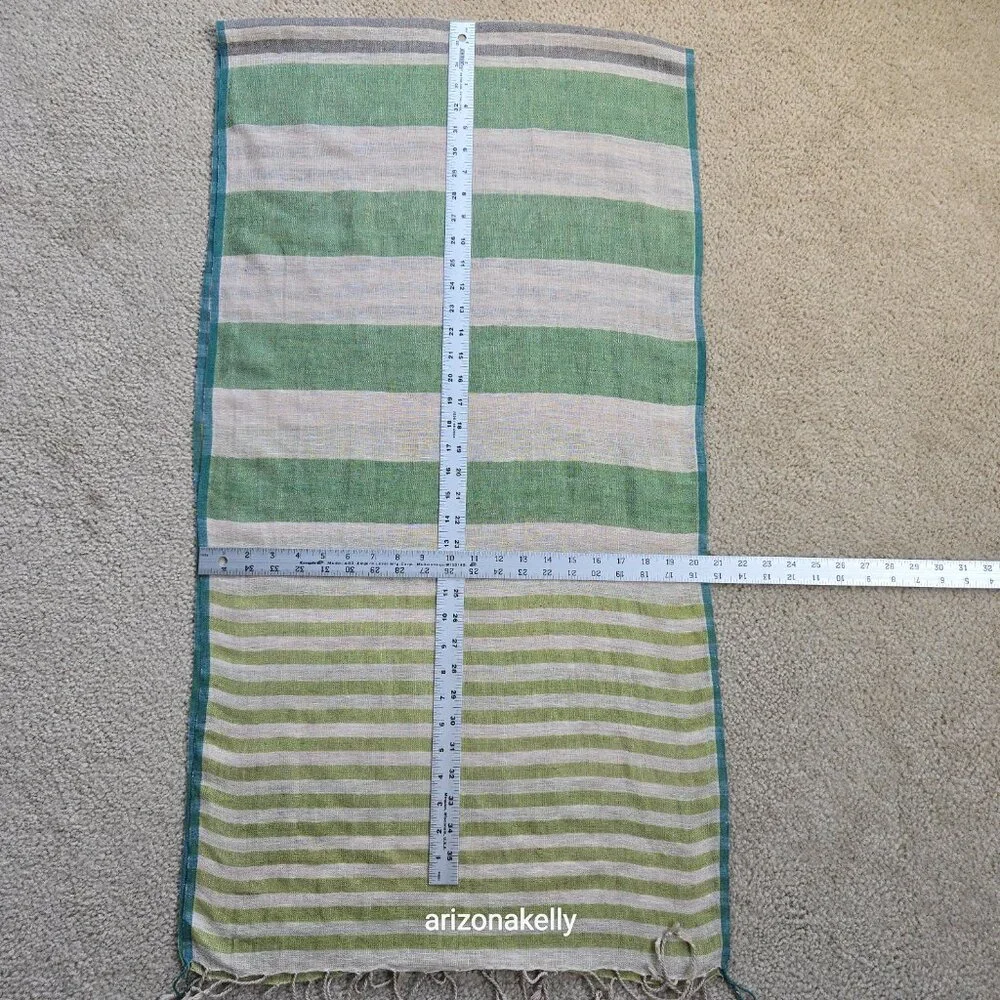NWOT Linen Gudrun Sjödén Scarf Green Grey Sweden Scandinavian